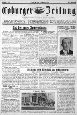 Coburger Zeitung Dienstag 6. Oktober 1931