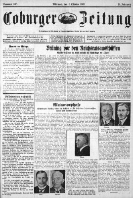 Coburger Zeitung Mittwoch 7. Oktober 1931