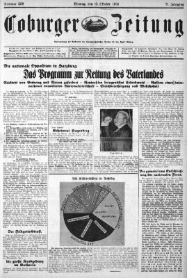 Coburger Zeitung Montag 12. Oktober 1931