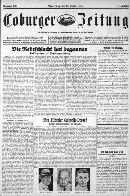 Coburger Zeitung Donnerstag 15. Oktober 1931