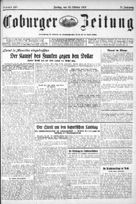 Coburger Zeitung Freitag 23. Oktober 1931