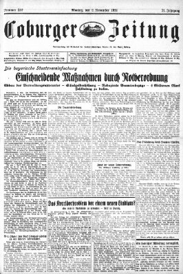 Coburger Zeitung Montag 2. November 1931