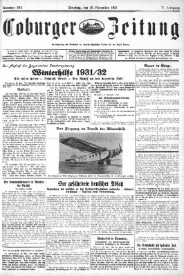 Coburger Zeitung Dienstag 10. November 1931