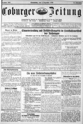 Coburger Zeitung Samstag 5. Dezember 1931