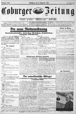 Coburger Zeitung Mittwoch 9. Dezember 1931