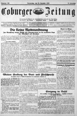 Coburger Zeitung Donnerstag 24. Dezember 1931