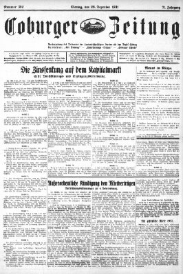 Coburger Zeitung Montag 28. Dezember 1931