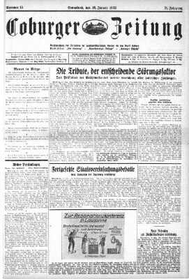 Coburger Zeitung Samstag 16. Januar 1932