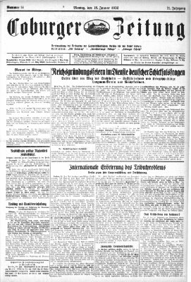 Coburger Zeitung Montag 18. Januar 1932