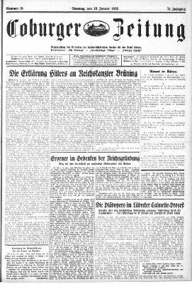 Coburger Zeitung Dienstag 19. Januar 1932