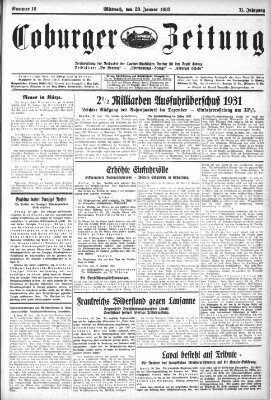 Coburger Zeitung Mittwoch 20. Januar 1932