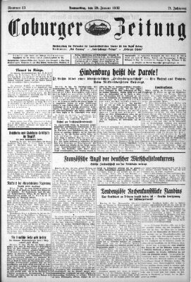 Coburger Zeitung Donnerstag 28. Januar 1932