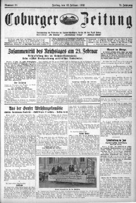 Coburger Zeitung Freitag 12. Februar 1932