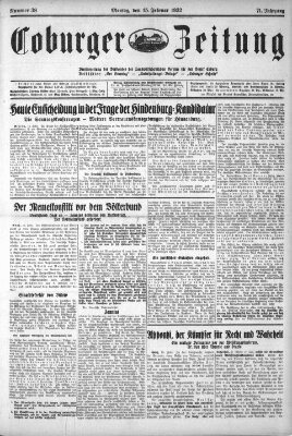 Coburger Zeitung Montag 15. Februar 1932