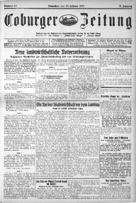 Coburger Zeitung Samstag 20. Februar 1932