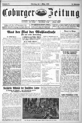 Coburger Zeitung Dienstag 1. März 1932