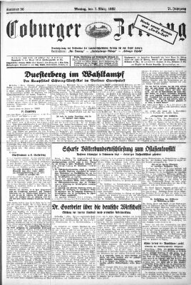 Coburger Zeitung Montag 7. März 1932