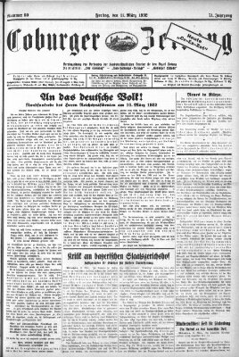 Coburger Zeitung Freitag 11. März 1932