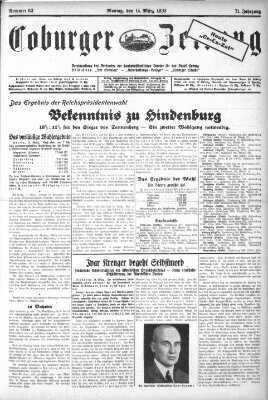 Coburger Zeitung Montag 14. März 1932