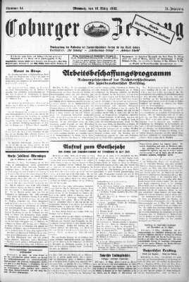 Coburger Zeitung Mittwoch 16. März 1932