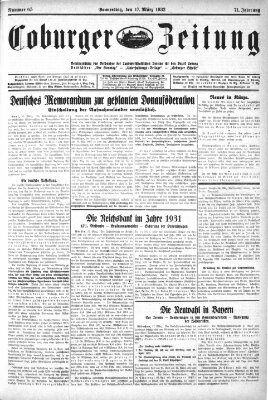 Coburger Zeitung Donnerstag 17. März 1932