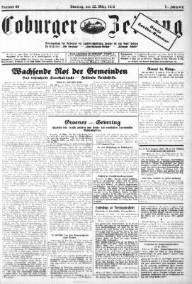 Coburger Zeitung Dienstag 22. März 1932