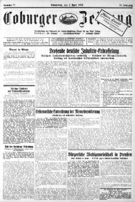 Coburger Zeitung Samstag 2. April 1932