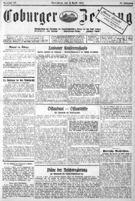 Coburger Zeitung Samstag 9. April 1932