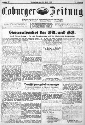 Coburger Zeitung Donnerstag 14. April 1932