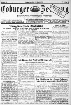 Coburger Zeitung Samstag 16. April 1932