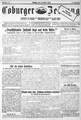 Coburger Zeitung Friday 22. April 1932