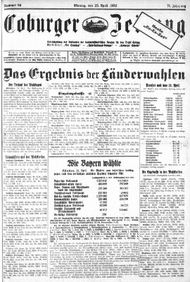 Coburger Zeitung Montag 25. April 1932