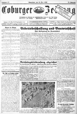 Coburger Zeitung Samstag 21. Mai 1932