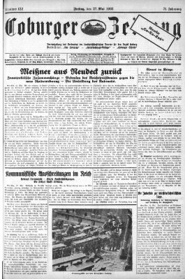 Coburger Zeitung Freitag 27. Mai 1932