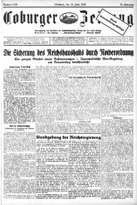 Coburger Zeitung Mittwoch 15. Juni 1932