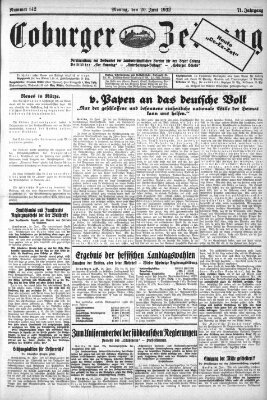 Coburger Zeitung Montag 20. Juni 1932