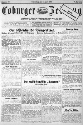 Coburger Zeitung Donnerstag 14. Juli 1932