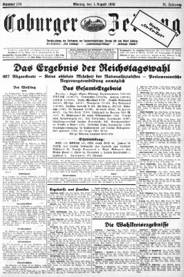 Coburger Zeitung Montag 1. August 1932