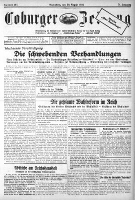 Coburger Zeitung Samstag 20. August 1932