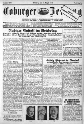 Coburger Zeitung Mittwoch 31. August 1932