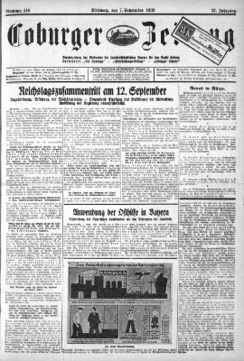 Coburger Zeitung Mittwoch 7. September 1932