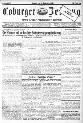 Coburger Zeitung Montag 12. September 1932