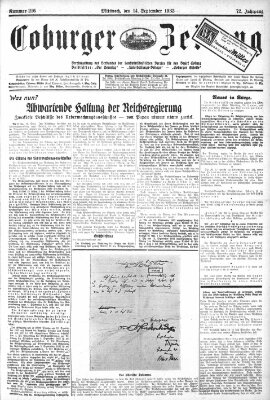 Coburger Zeitung Mittwoch 14. September 1932