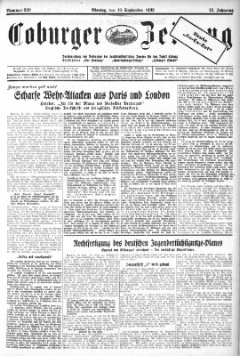 Coburger Zeitung Montag 19. September 1932