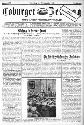 Coburger Zeitung Donnerstag 22. September 1932