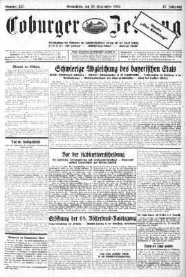 Coburger Zeitung Samstag 24. September 1932