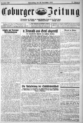 Coburger Zeitung Donnerstag 29. September 1932