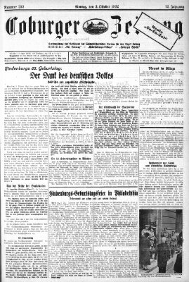 Coburger Zeitung Montag 3. Oktober 1932