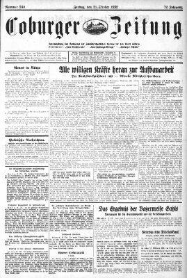 Coburger Zeitung Freitag 21. Oktober 1932