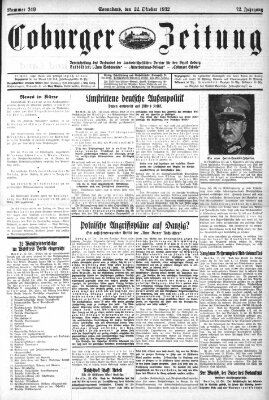 Coburger Zeitung Samstag 22. Oktober 1932